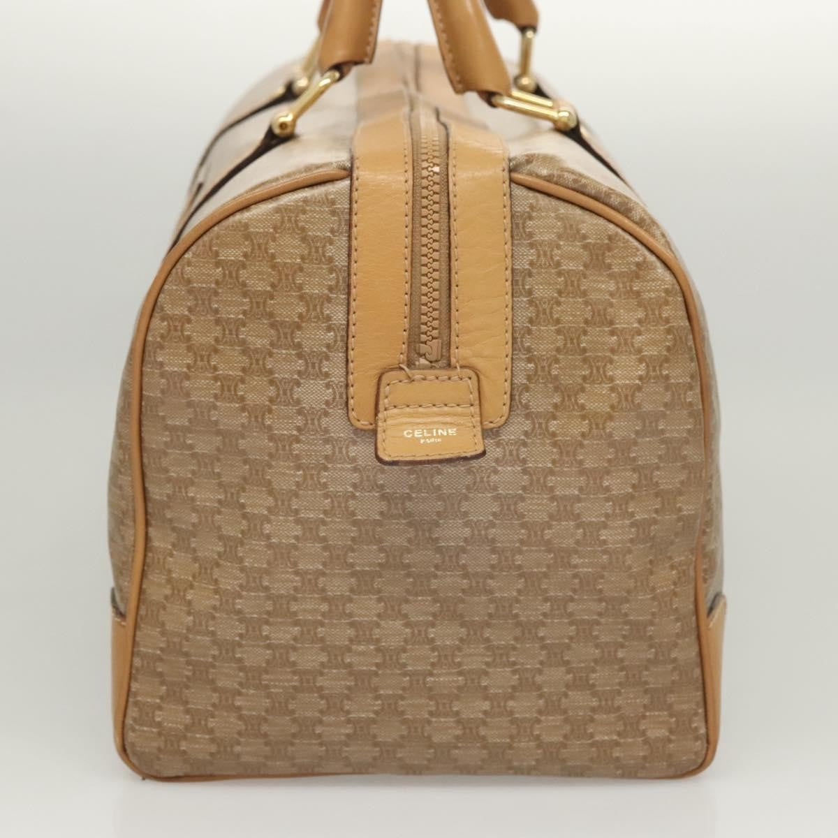 Celine Vintage Duffle Bag Macadam Coated Canvas, BROWN, CANVAS, Travel bag