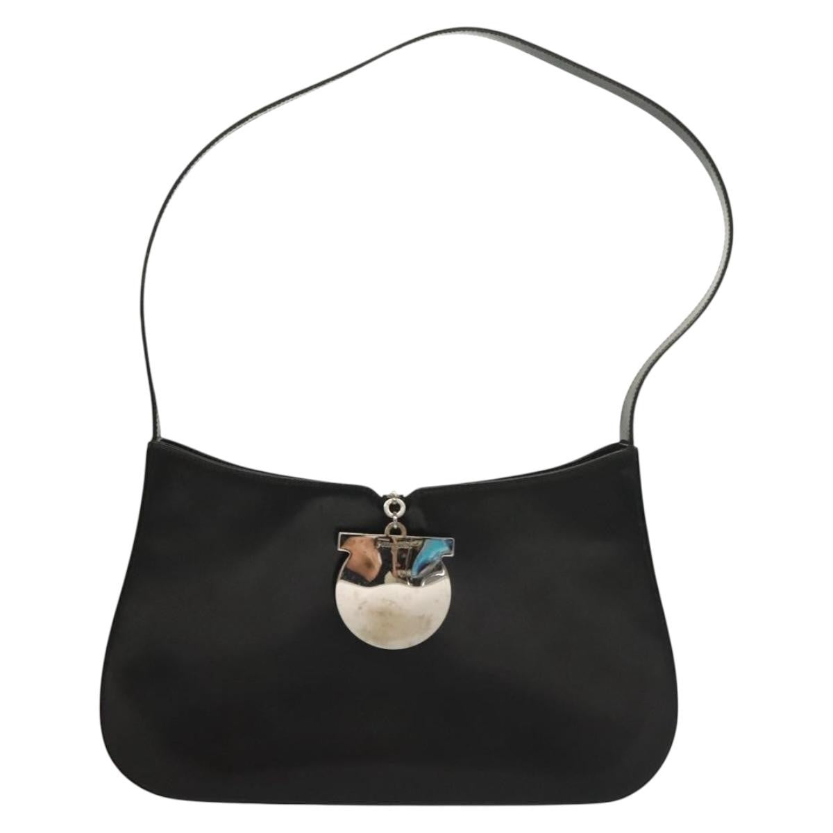 Salvatore Ferragamo Gancini Shoulder Bag Leather, BLACK, LEATHER, Shoulder bag