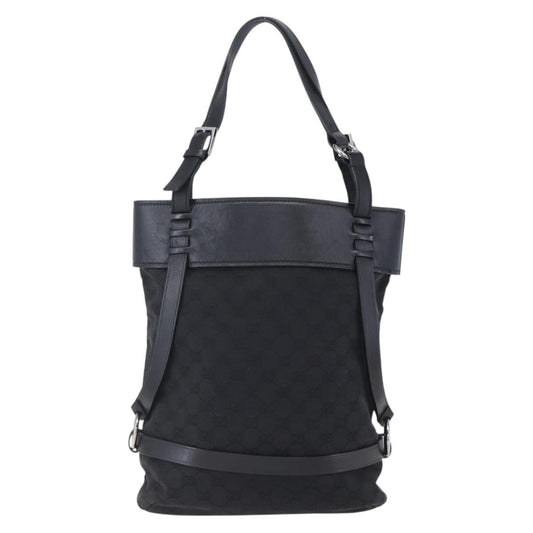 Gucci Vintage Harness Tote GG Canvas with Leather, BLACK, CANVAS, Tote bag