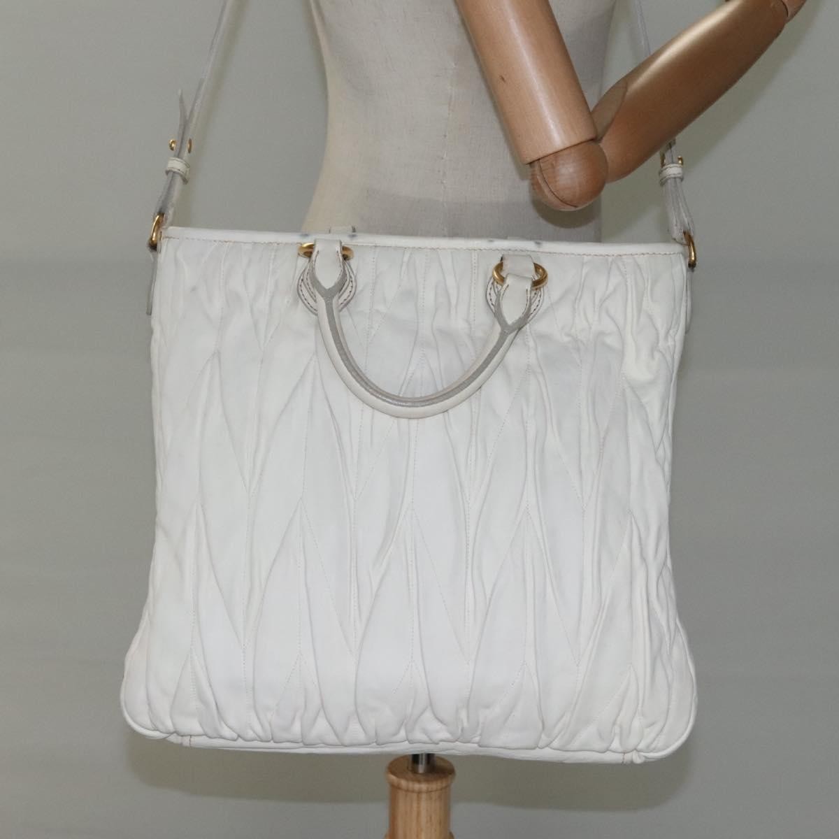 Miu Miu Vintage Tote bag Leather, WHITE, LEATHER, Tote bag