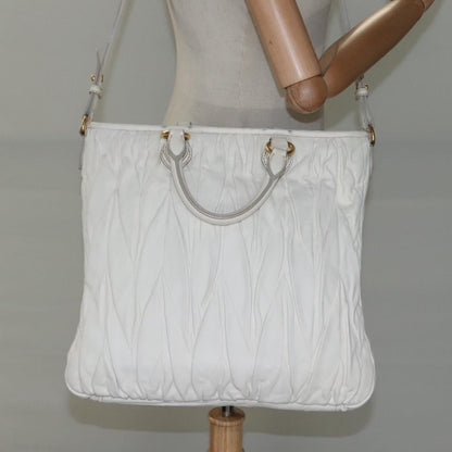 Miu Miu Vintage Tote bag Leather, WHITE, LEATHER, Tote bag