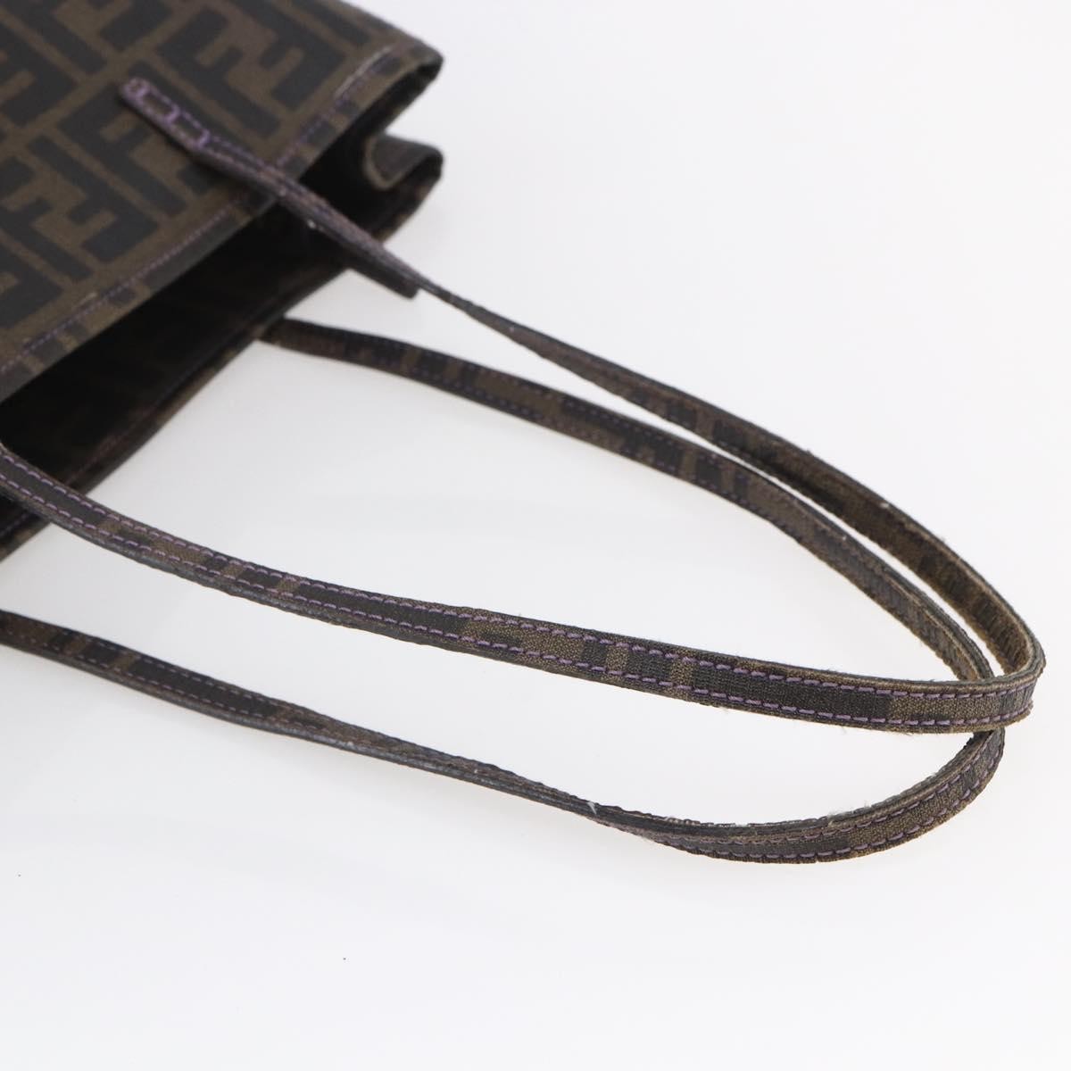 Fendi Compartment Shopping Tote Zucca Coated Canvas, BLACK, PVC, Tote bag