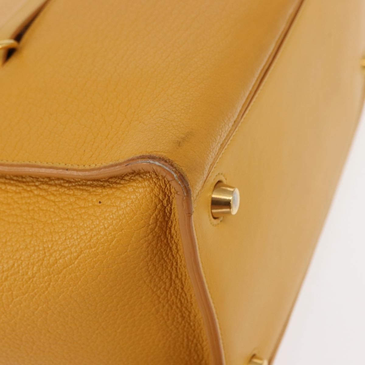 Celine Ring Bag Leather, YELLOW, LEATHER, Tote bag