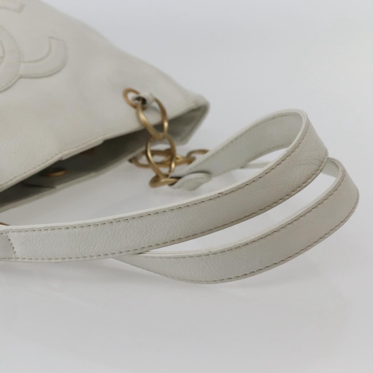 Chanel Vintage Timeless Chain Shoulder Bag Lambskin, WHITE, LEATHER, Tote bag