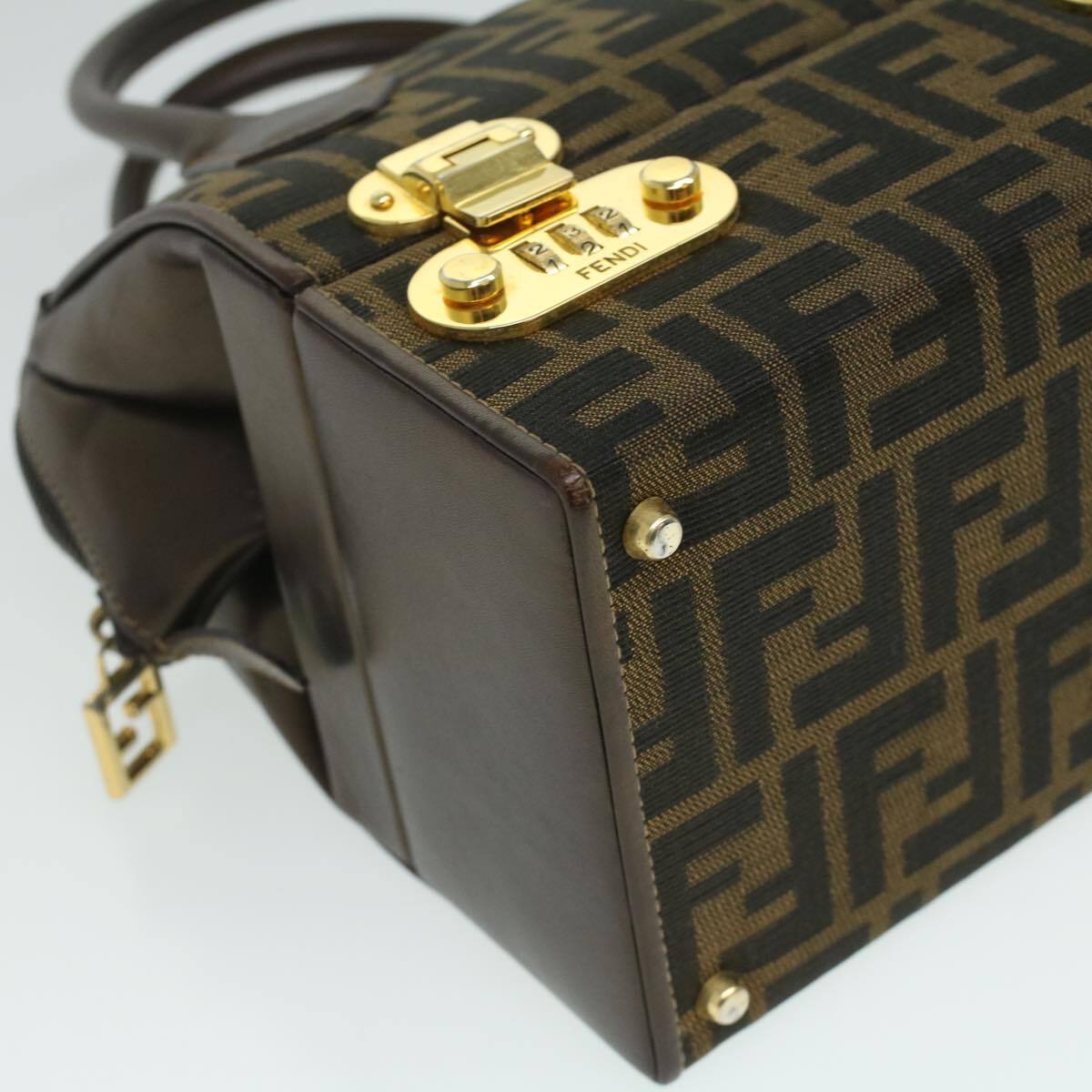 Fendi Vintage Top Handle Lock Box Bag Zucca Canvas, BROWN, CANVAS, Handbag