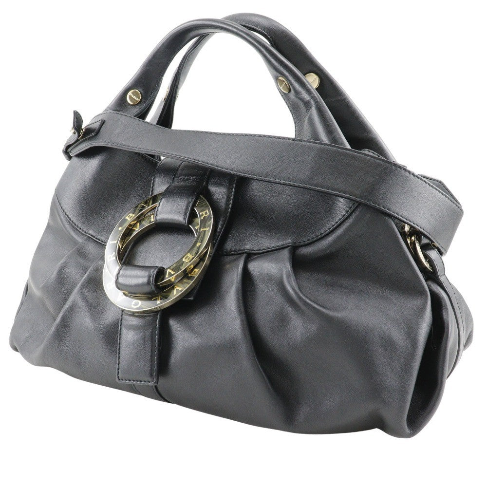 Bvlgari Chandra Hobo Leather, BLACK, LEATHER, Handbag