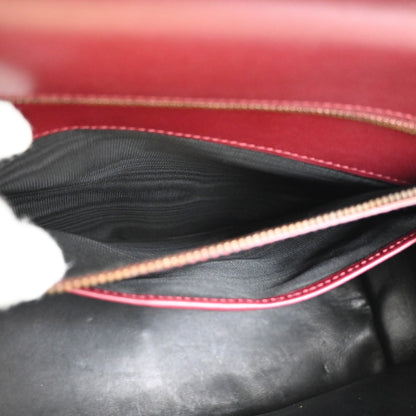 Gucci Belt Buckle Top Handle Bag Leather, RED, LEATHER, Handbag