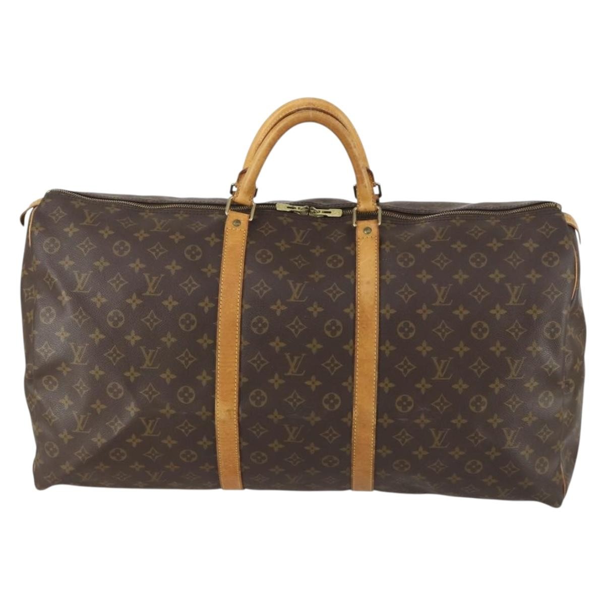 Louis Vuitton Keepall Bag Monogram Canvas, BROWN, CANVAS, Travel bag