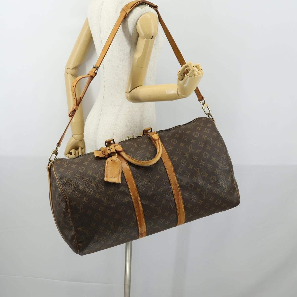 Louis Vuitton Keepall Bandouliere Bag Monogram Canvas, BROWN, CANVAS, Travel bag