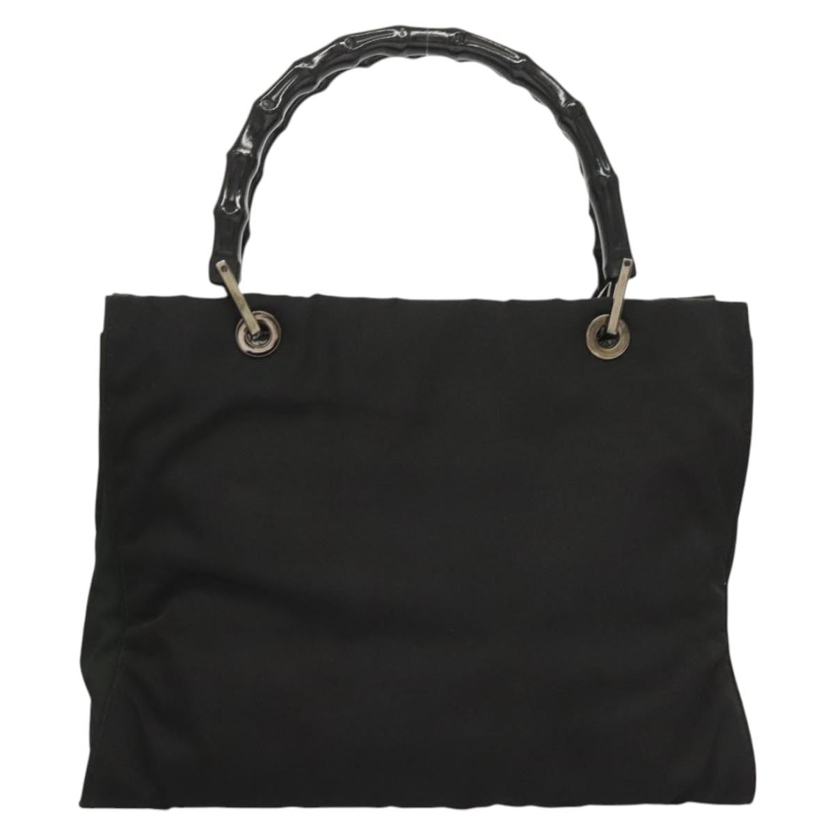 Gucci Vintage Bamboo Handle Tote Nylon, BLACK, NYLON, Tote bag