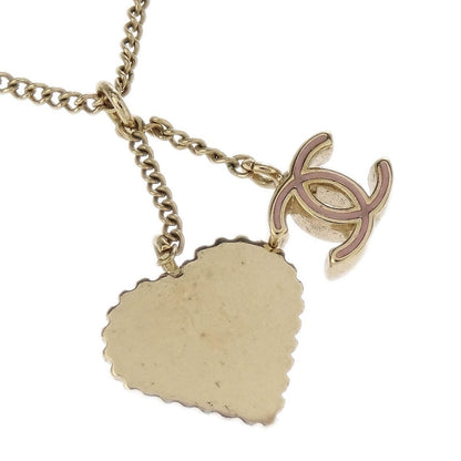 Chanel CC and Heart Pendant Necklace Metal, GOLD, GOLD_PLATED, Necklace