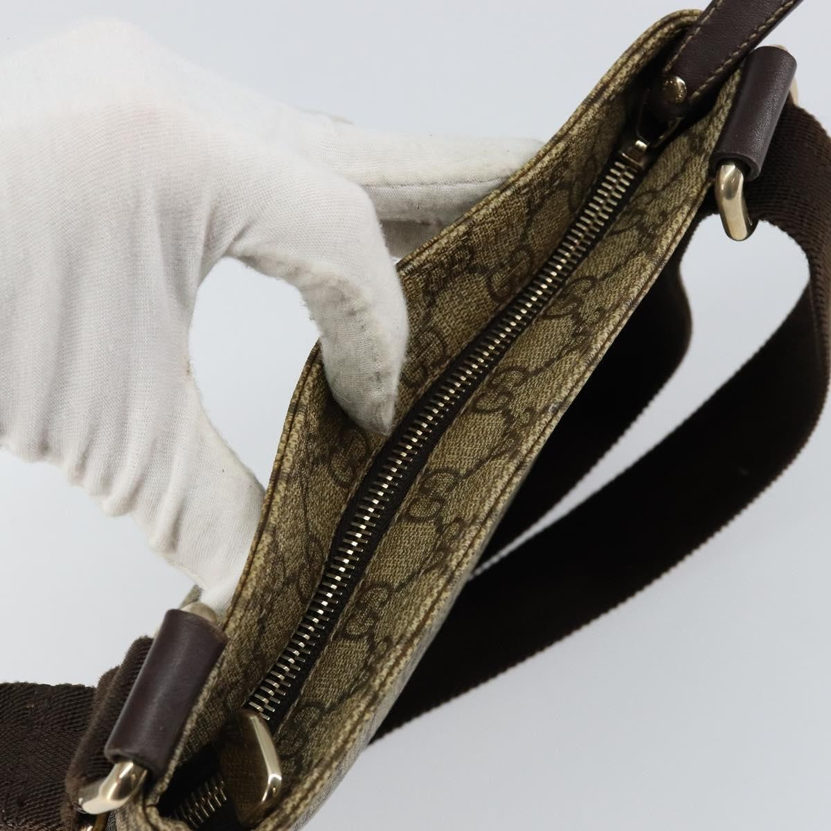 Gucci Flat Messenger Bag GG Canvas, BEIGE, CANVAS, Shoulder bag