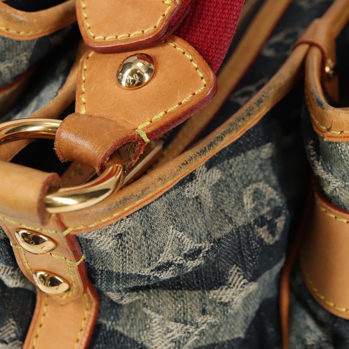 Louis Vuitton Porte Epaule Raye Handbag Striped Monogram Denim, BLUE, DENIM_JEANS, Handbag