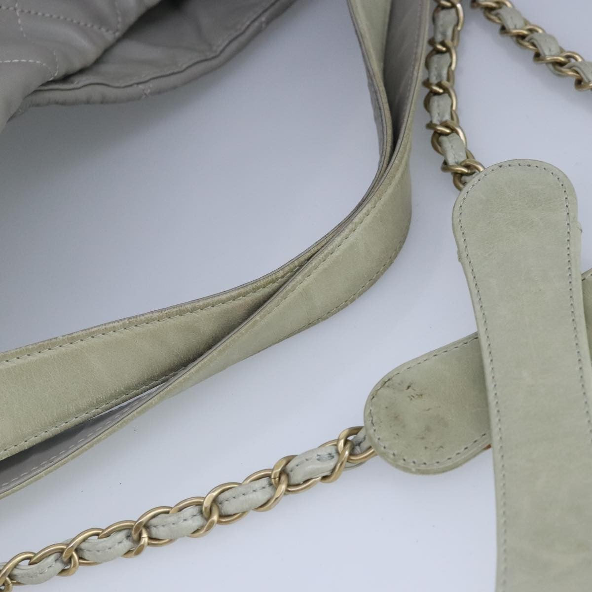 Chanel Chain Shoulder Bag Leather, GRAY, LEATHER, Shoulder bag