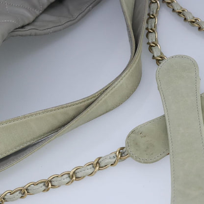 Chanel Chain Shoulder Bag Leather, GRAY, LEATHER, Shoulder bag