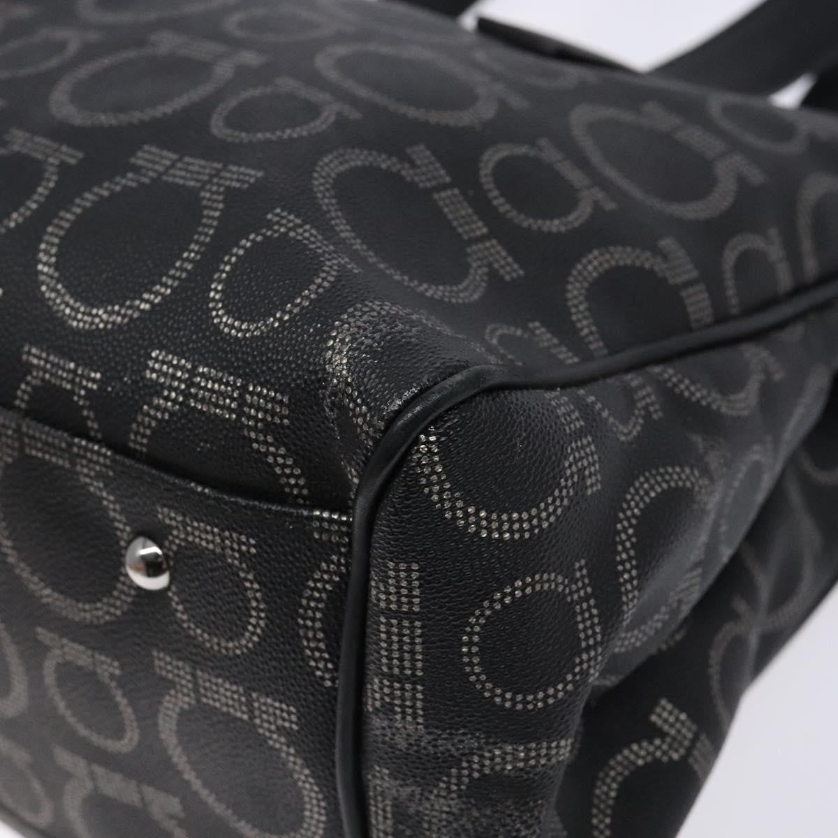 Salvatore Ferragamo Gancini Tote PVC Leather, BLACK, PVC, Tote bag