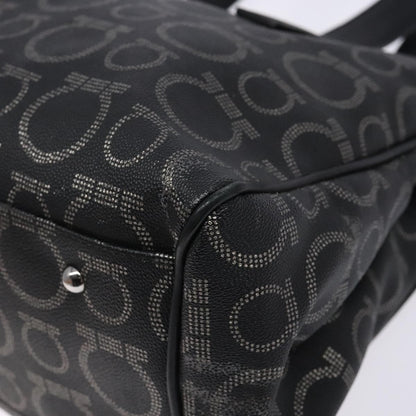 Salvatore Ferragamo Gancini Tote PVC Leather, BLACK, PVC, Tote bag