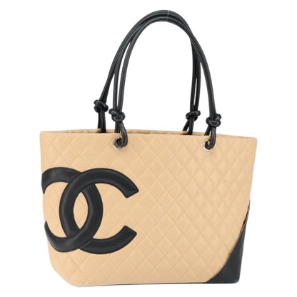 Chanel Cambon Tote Quilted Leather, BEIGE, LEATHER, Tote bag