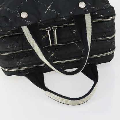 Chanel Travel Line Boston Bag Printed Nylon, BLACK, NYLON, Handbag
