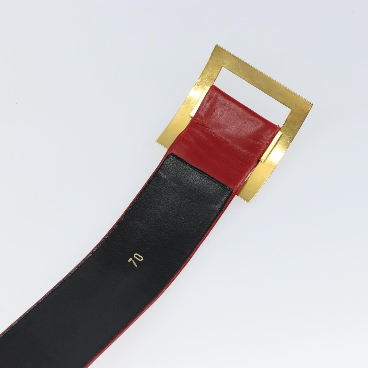 Chanel Square Buckle Belt Leather, RED, LEATHER, Belts