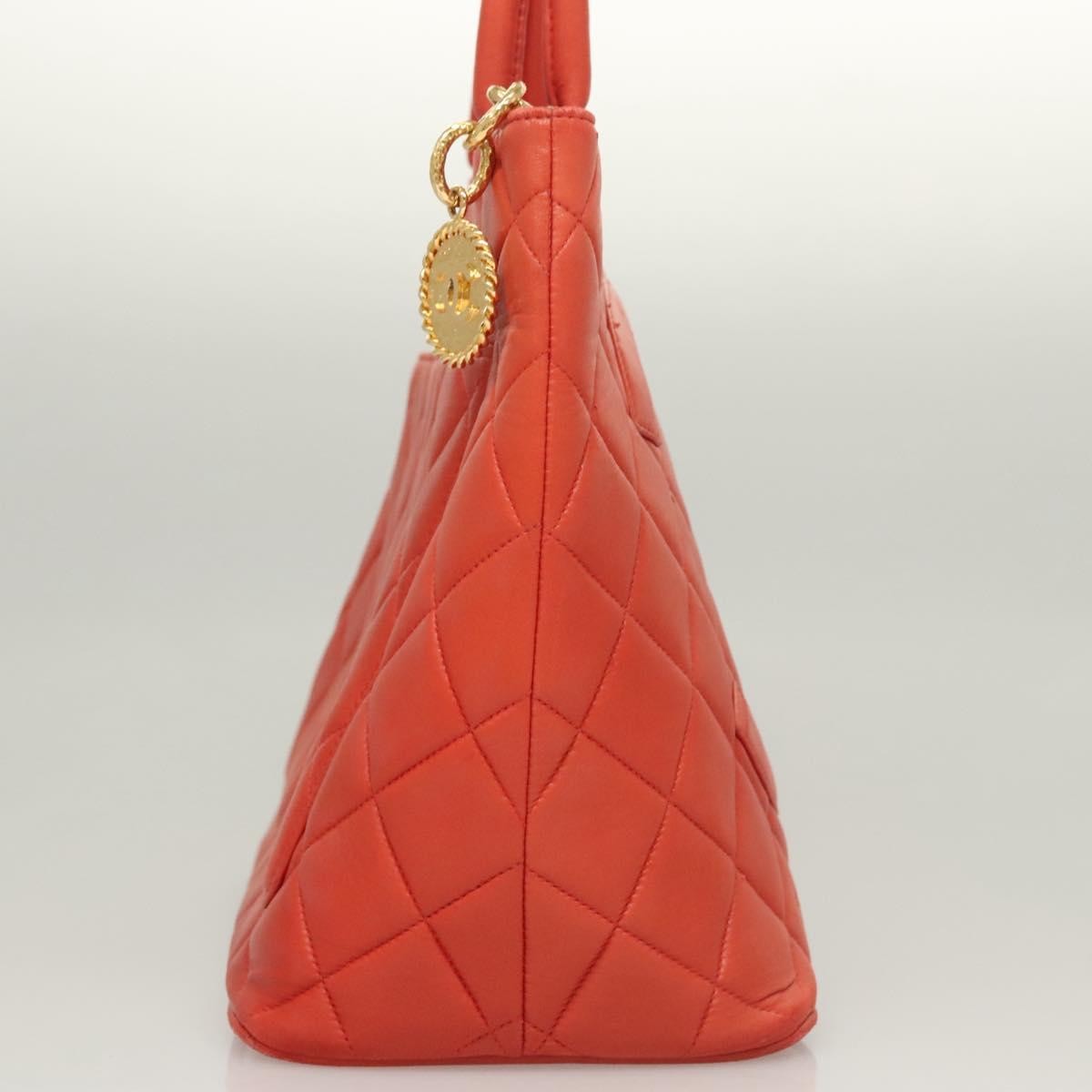 Chanel Medallion Tote Quilted Lambskin, ORANGE, LEATHER, Tote bag