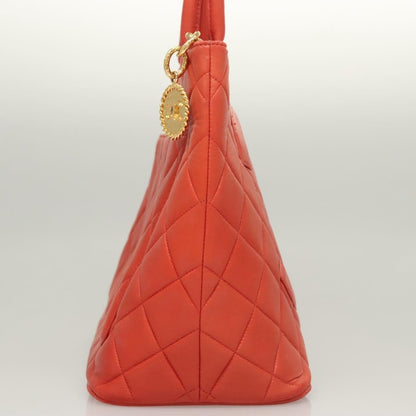 Chanel Medallion Tote Quilted Lambskin, ORANGE, LEATHER, Tote bag