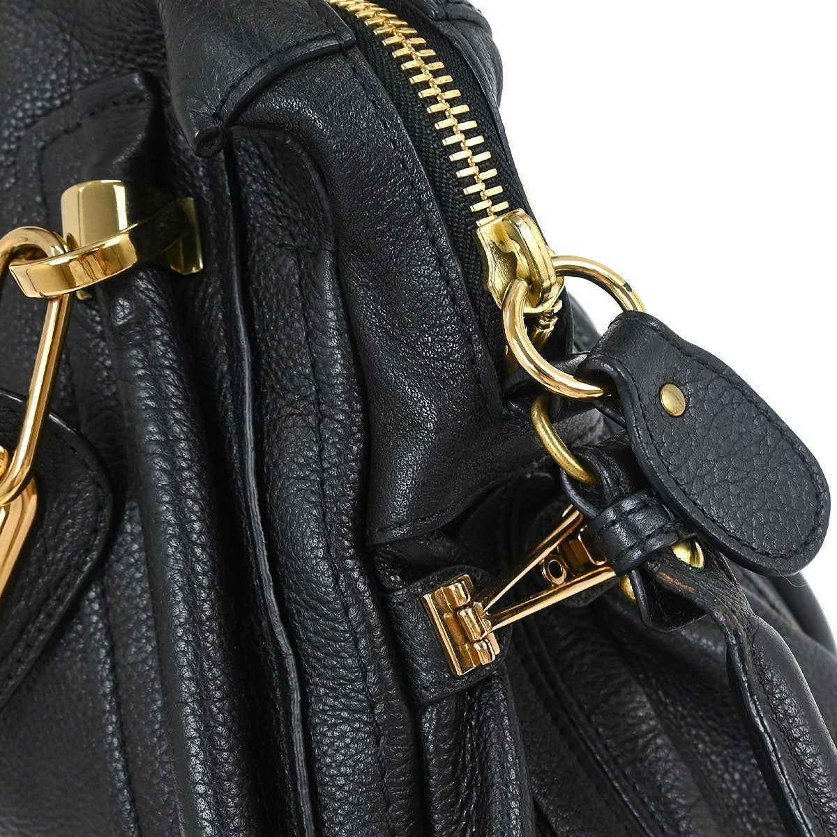 Chloe Paraty Top Handle Bag Leather, BLACK, LEATHER, Handbag