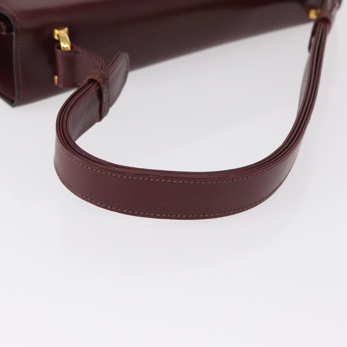 Celine Vintage Flap Shoulder Bag Leather, BURGUNDY, LEATHER, Shoulder bag