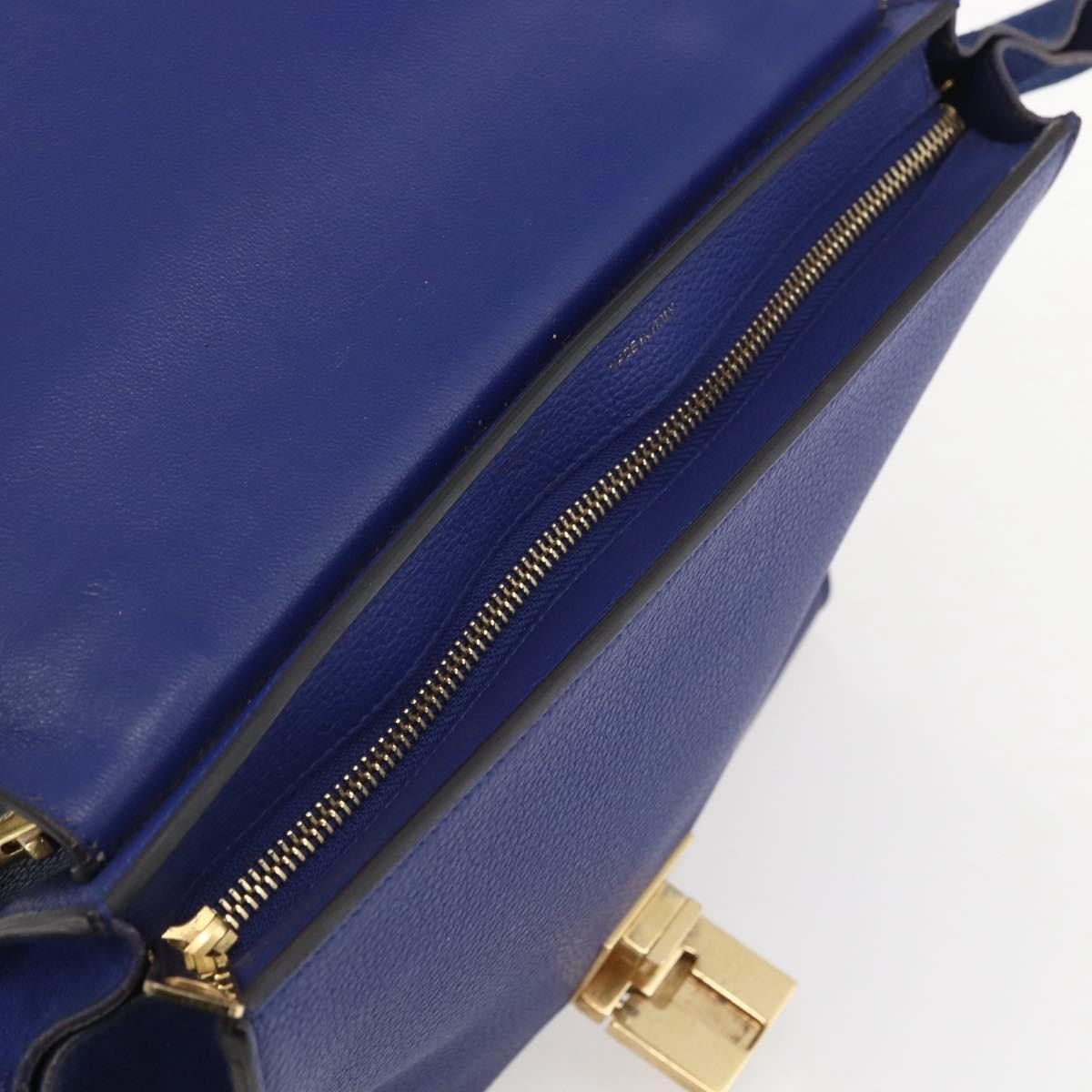 Celine Trapeze Bag Leather with Suede, BLUE, LEATHER, Handbag