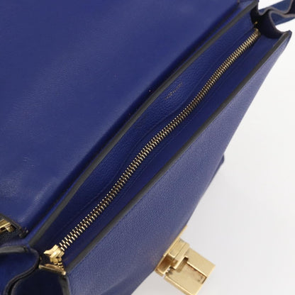 Celine Trapeze Bag Leather with Suede, BLUE, LEATHER, Handbag
