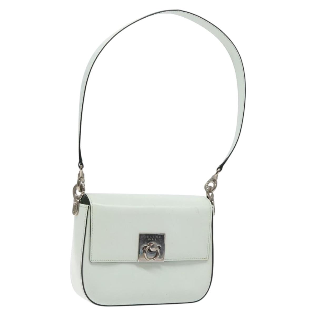Celine Flap Shoulder Bag Leather, SILVER, LEATHER, Shoulder bag