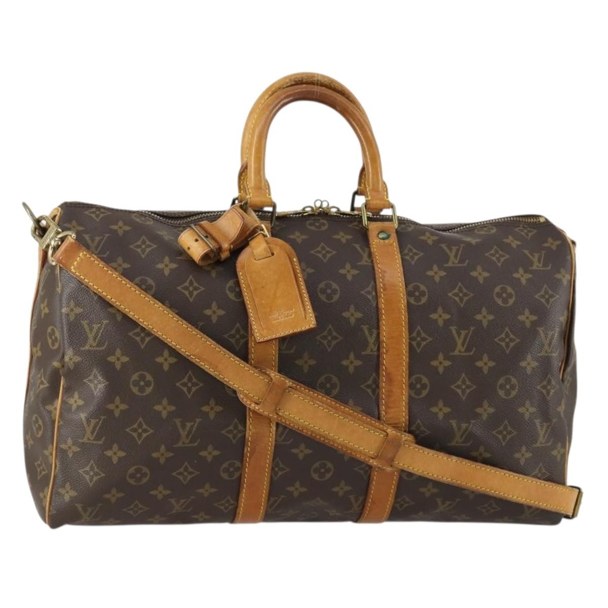 Louis Vuitton Keepall Bandouliere Bag Monogram Canvas, BROWN, CANVAS, Travel bag