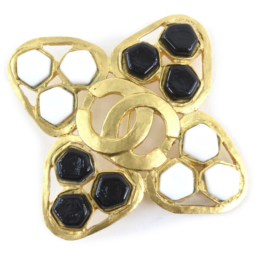 Chanel Vintage CC Brooch Metal, GOLD, GOLD_PLATED, Brooch