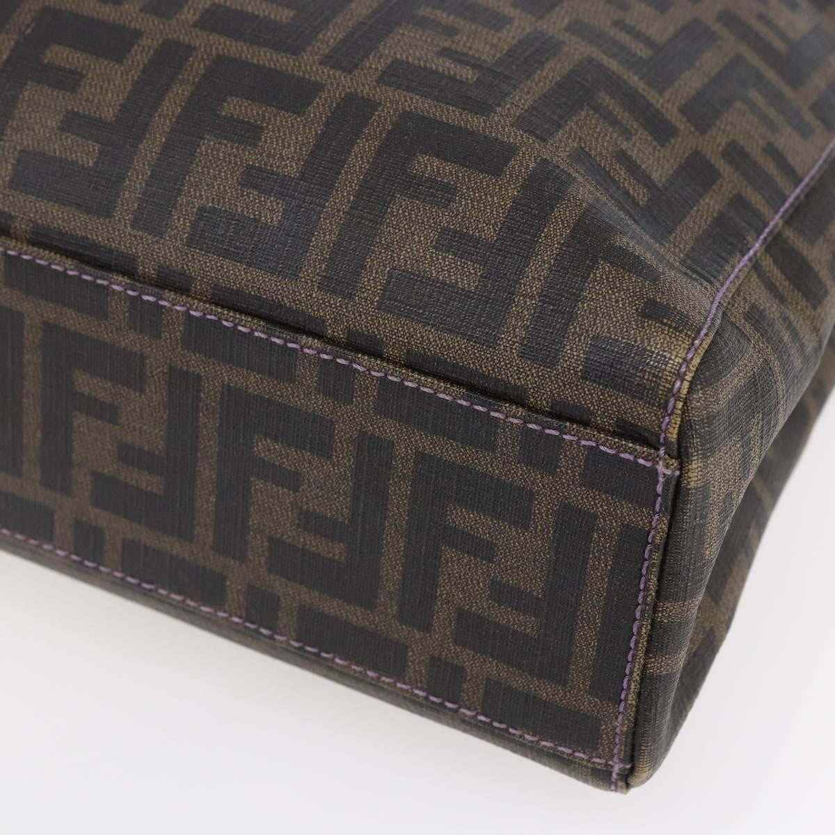 Fendi Compartment Shopping Tote Zucca Coated Canvas, BLACK, PVC, Tote bag