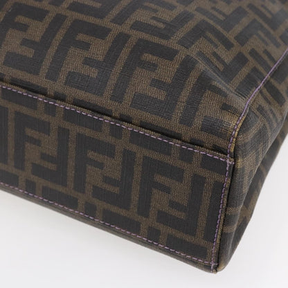 Fendi Compartment Shopping Tote Zucca Coated Canvas, BLACK, PVC, Tote bag