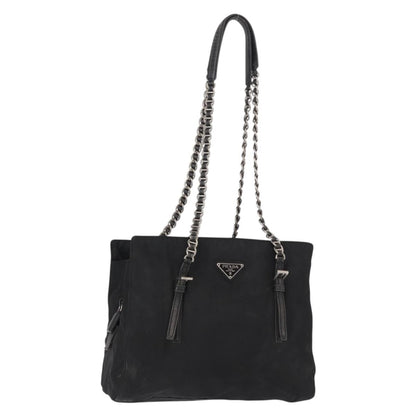 Prada Vintage Chain Shoulder Bag Tessuto, BLACK, NYLON, Shoulder bag