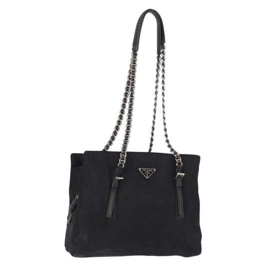 Prada Vintage Chain Shoulder Bag Tessuto, BLACK, NYLON, Shoulder bag