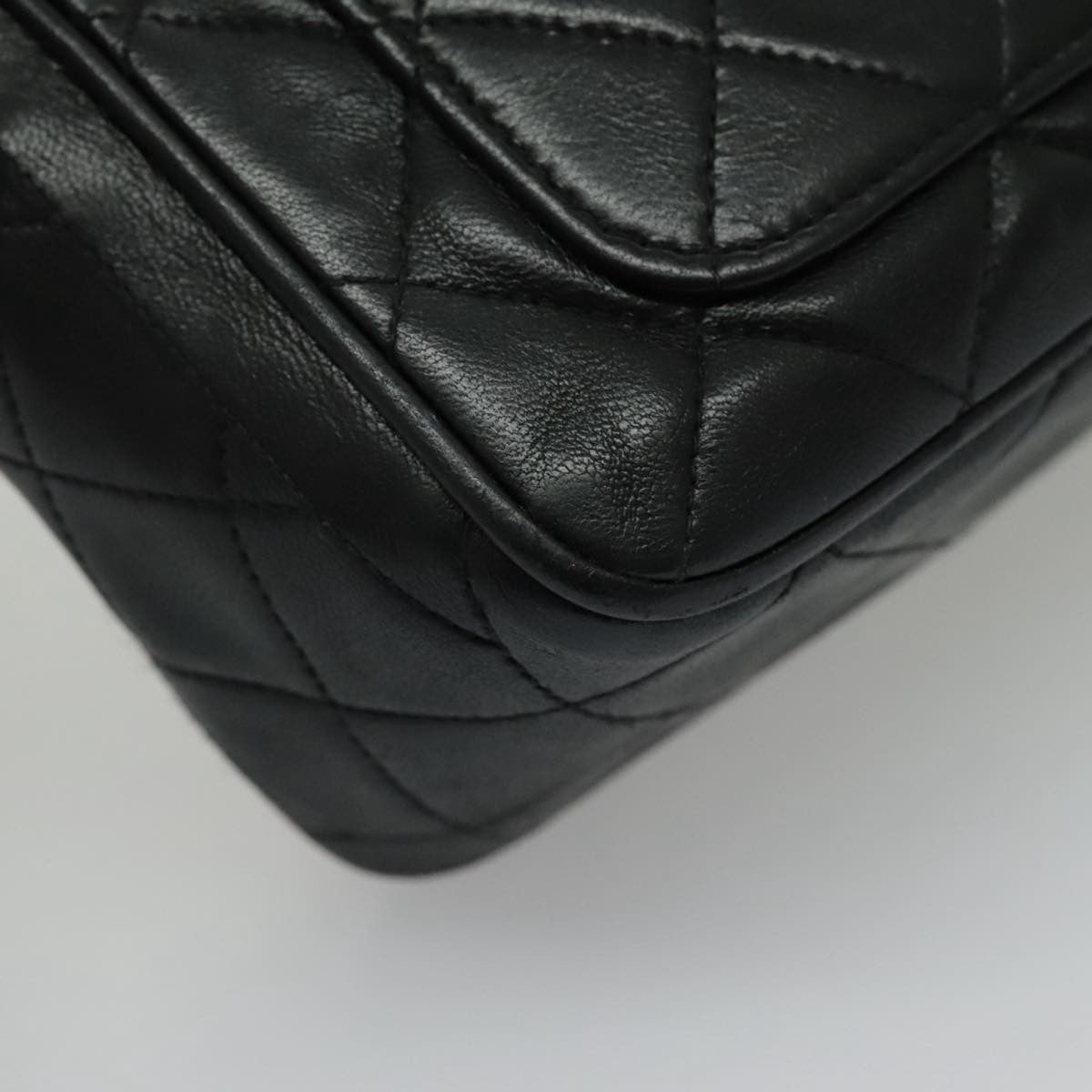 Chanel Vintage CC Pushlock Flap Bag Quilted Lambskin, BLACK, LEATHER, Shoulder bag