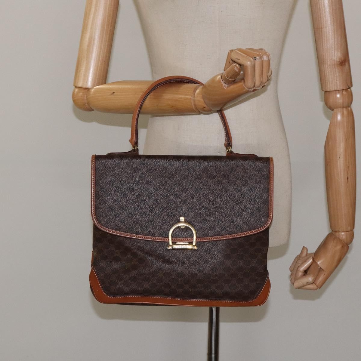 Celine Macadam Handbag Macadam with leather, BROWN, CANVAS, Handbag