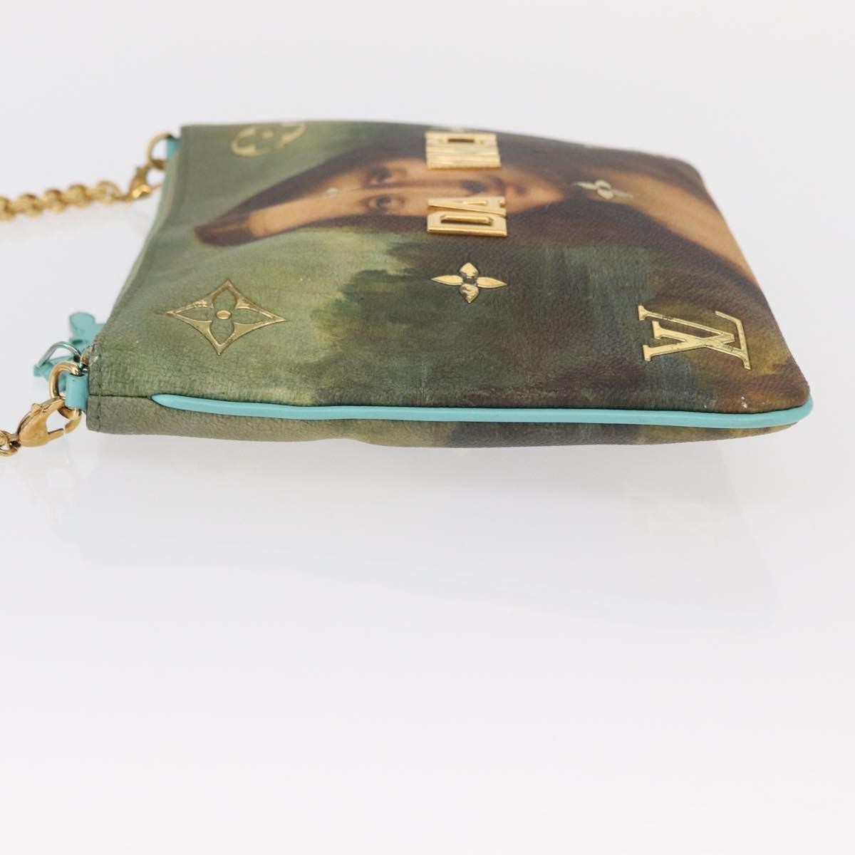 Louis Vuitton Pochette Clutch Limited Edition Jeff Koons Da Vinci Print Canvas, GREEN, PVC, Clutche & pouche