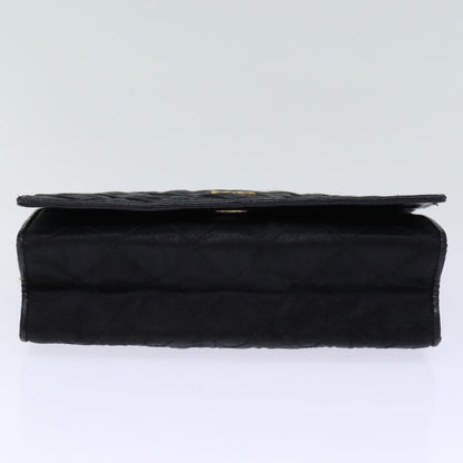 Chanel Vintage Full Flap Shoulder Bag Quilted Satin, BLACK, SATIN, Shoulder bag