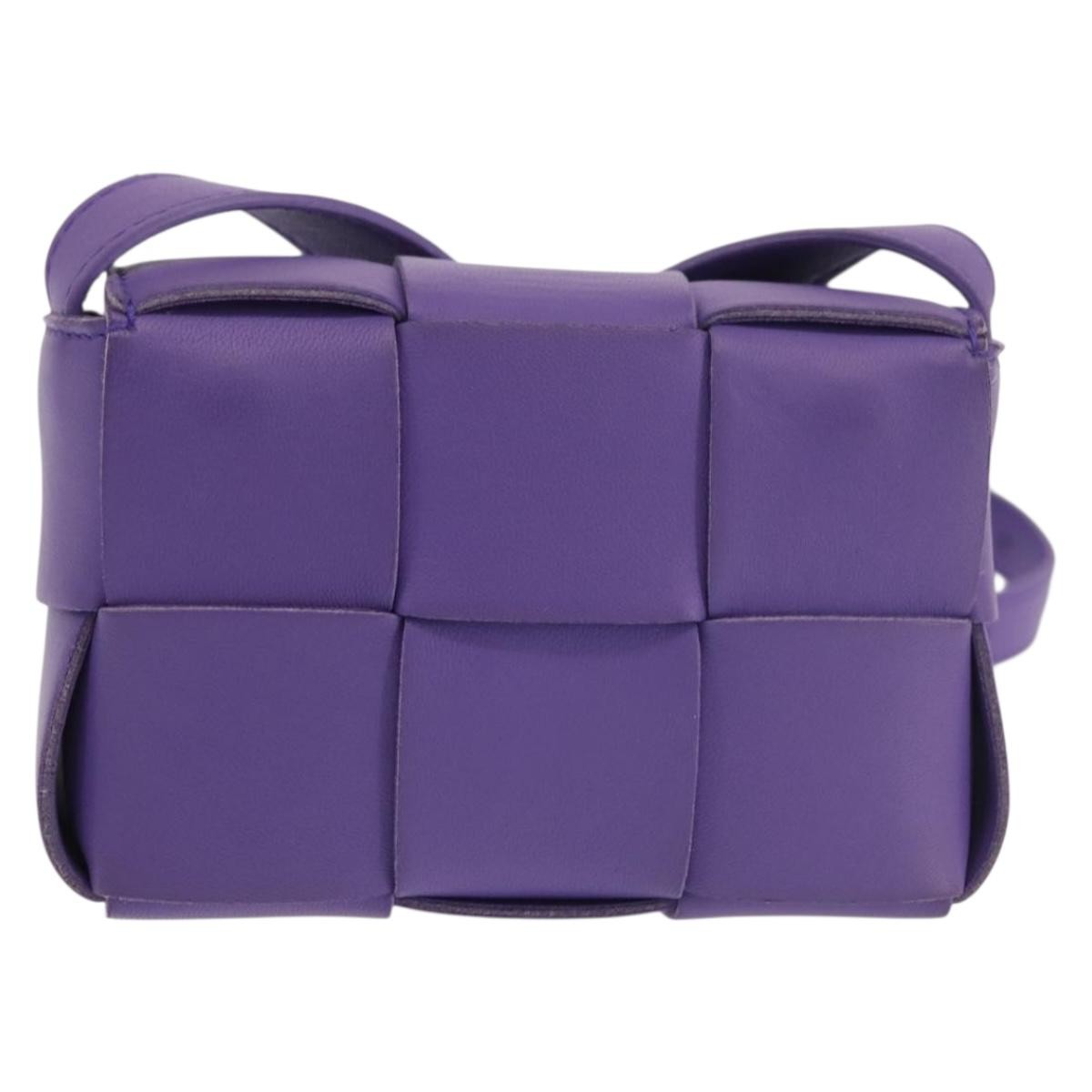 Bottega Veneta Cassette Crossbody Bag Padded Maxi Intrecciato Leather, PURPLE, LEATHER, Crossbody bag