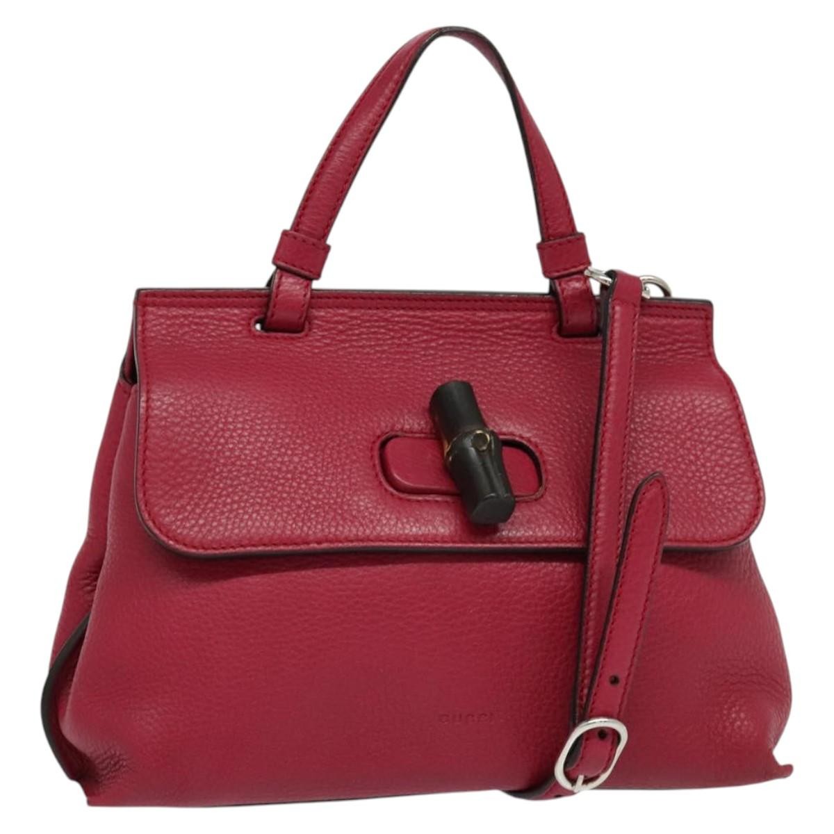 Gucci Bamboo Daily Top Handle Bag Leather, PINK, LEATHER, Handbag
