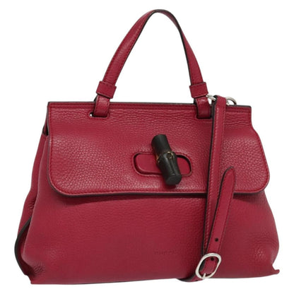 Gucci Bamboo Daily Top Handle Bag Leather, PINK, LEATHER, Handbag