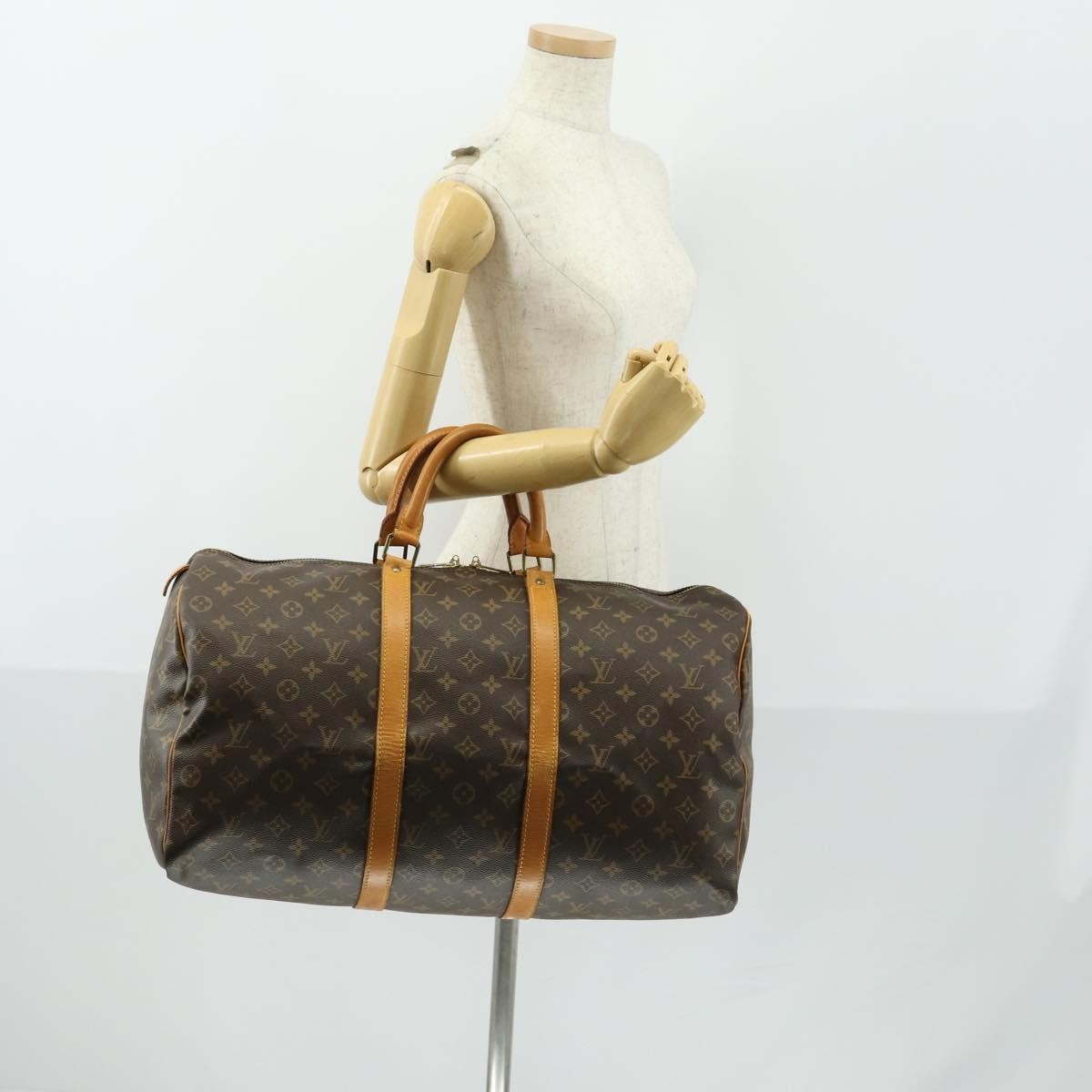 Louis Vuitton Keepall Bag Monogram Canvas, BROWN, CANVAS, Travel bag