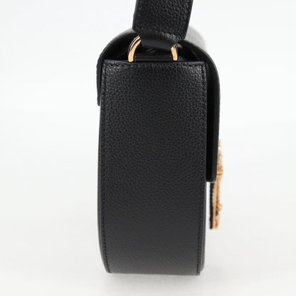 Versace Virtus Flap Messenger Bag Leather, BLACK, LEATHER, Crossbody bag