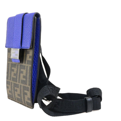 Fendi Baguette Phone Holder Canvas, BROWN, CANVAS, Tech accessory