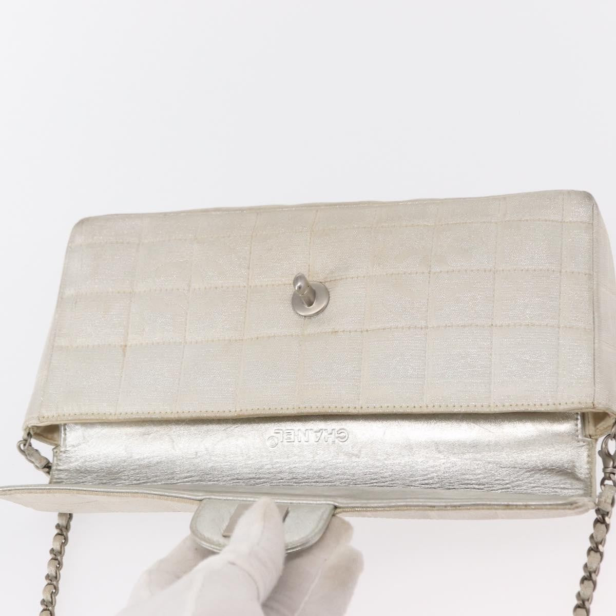 Chanel Travel Line Flap Bag Canvas, SILVER, CANVAS, Shoulder bag