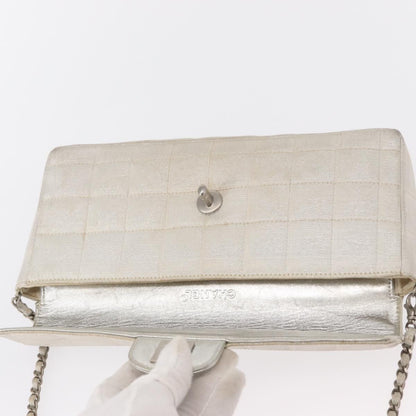 Chanel Travel Line Flap Bag Canvas, SILVER, CANVAS, Shoulder bag