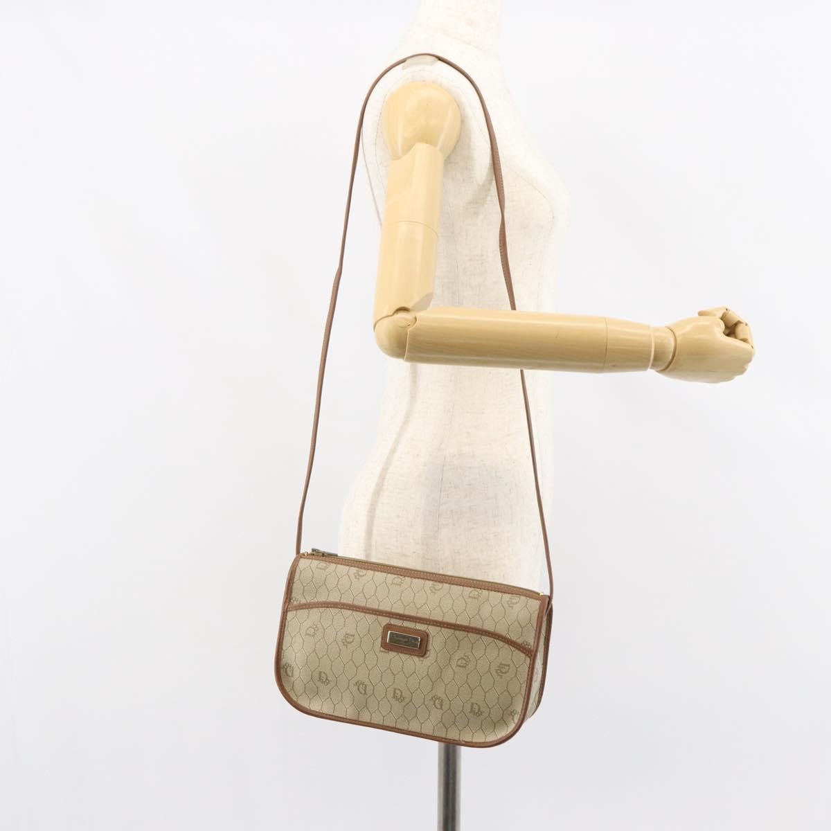 Christian Dior Vintage Honeycomb Shoulder Bag Canvas, BEIGE, CANVAS, Shoulder bag